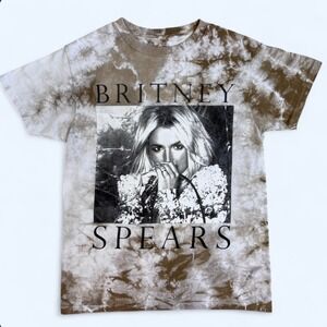 Britney Spears Brown Tie Dye Graphic Tee, Small | Portrait Shirt Y2K Millenial